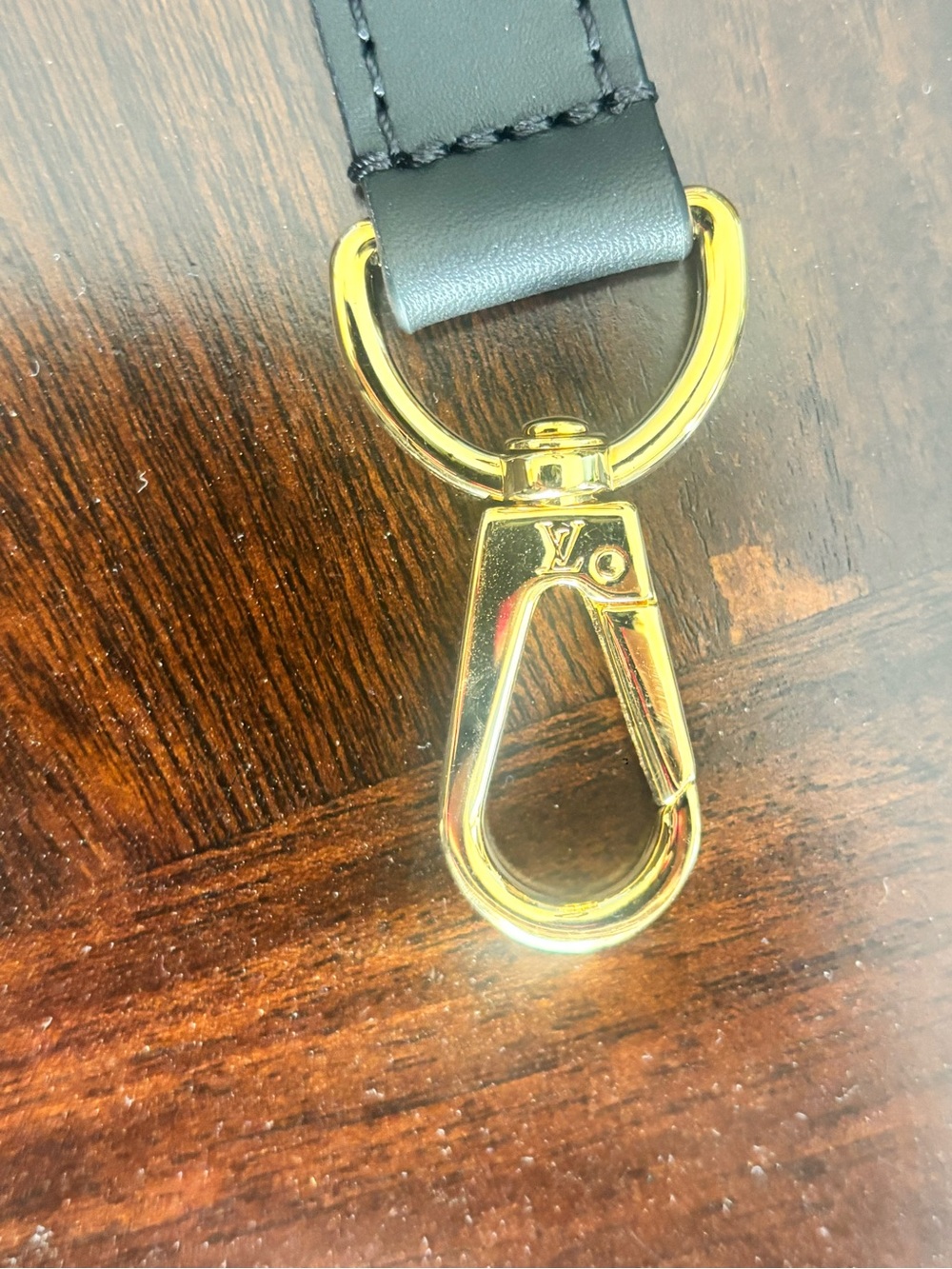 LV Black Leather Strap with Gold Hardware - Picture 3 of 7